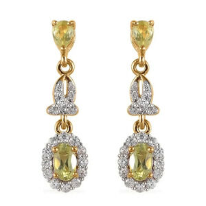 *RARE* Natural Chrysoberyl and White Zircon Dangle Earrings.